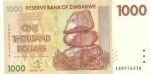 Зимбабве 1000 долларов 2007 года P#71
